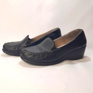 Eastland Iris Leather Loafer Slip-On Wedge | Memory Foam Padded Black Size 7.5